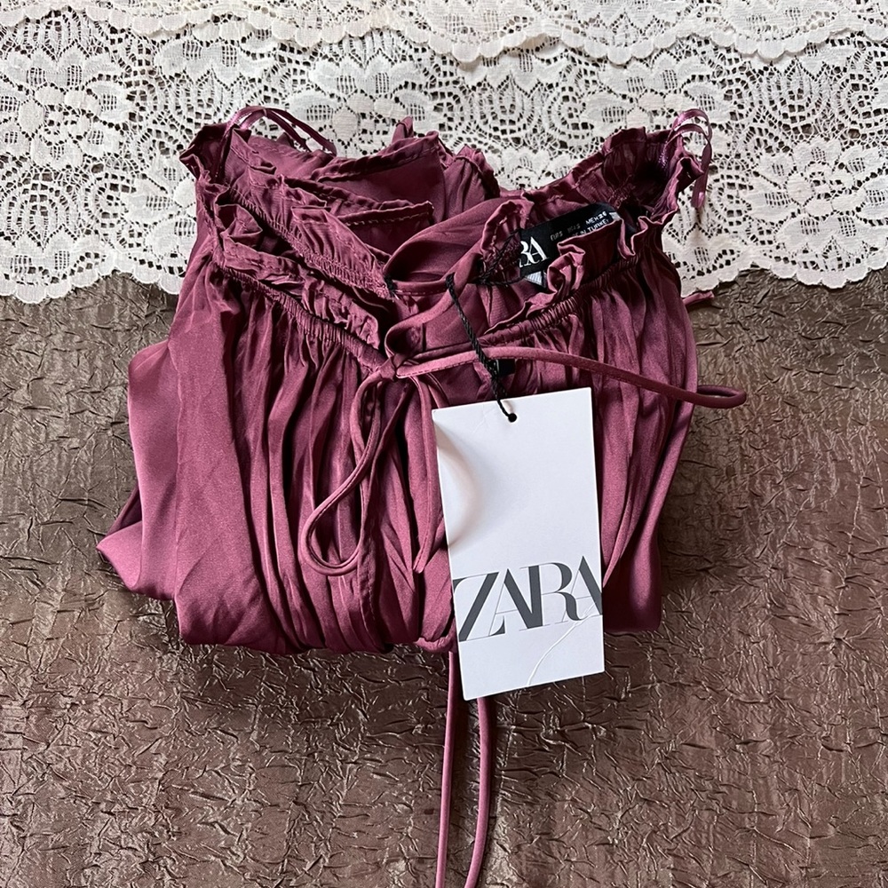 Zara Satin Effect Cut Out Dress - Picture 10 of 13